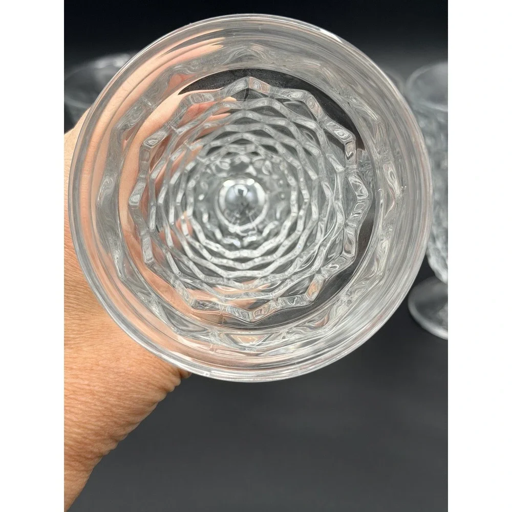 Vtg Fostoria American Clear Footed Iced Tea Glass Tumbler Set of 6 Cubed Pattern